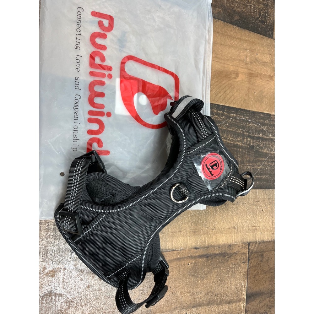 Pudiwind No Pull Dog Harness Reflective Mesh Padded Vest Black Medium Adjustable